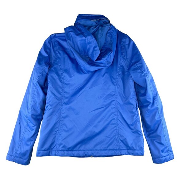 Merona Womens Blue Hooded Belted Rain Jacket Polyester Waterproof Coat Medium - Picture 6 of 15